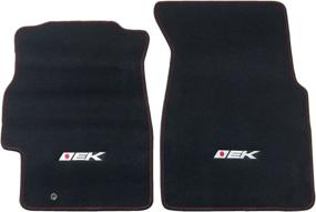 img 1 attached to 🚗 Front and Rear Nylon 4PC Car Floor Carpets Carpet Liner - IKON MOTORSPORTS - Floor Mat Compatible with Honda Civic 1996-2000 (EK Logo) - 1997 1998 1999 Models