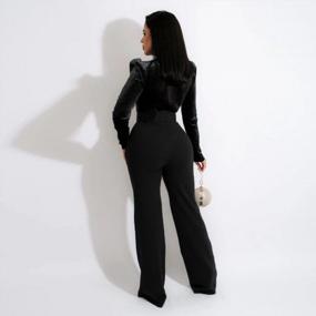 img 2 attached to Velvet V-Neck Jumpsuit With Long Sleeves, Wide-Leg Pants, And One Piece Design For Women By Fastkoala - Perfect Romper For Any Occasion