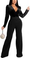 бархатный комбинезон с v-образным вырезом, длинными рукавами, широкими брюками и цельным дизайном для женщин от fastkoala - идеальный комбинезон для любого случая логотип