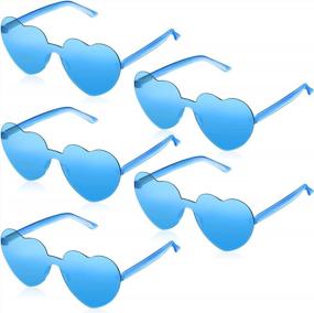 img 4 attached to Солнцезащитные очки без оправы в форме сердца: 5 тонированных очков-сердечек для женщин и девочек
