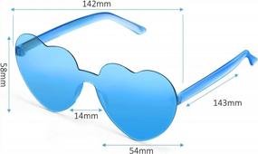 img 3 attached to Heart Shaped Rimless Sunglasses: 5 Tinted Heart Glasses For Women And Girls - Perfect Party Eyewear Accessories