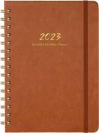 2023 planner - weekly & monthly planner 2023 with twin-wire binding, january 2023 - december 2023, 6.3" x 8.4", hardcover with monthly tabs, back pocket, thick paper, brown logo