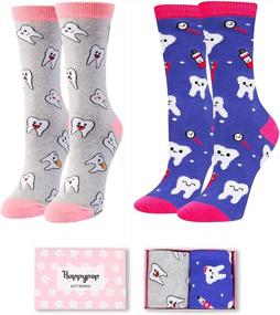 img 4 attached to Novelty Teeth Socks Gifts For Women - Funny Dog Dinosaur Llama Chicken Bee Book Designs