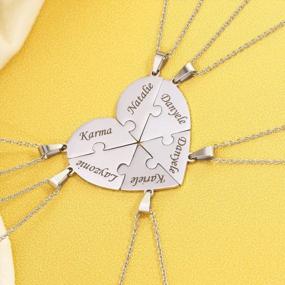 img 2 attached to Sterling Silver BFF Puzzle Name Heart Necklace Set - 2/3/4/5/6/7/8 Pcs Personalized Family Love Jewelry With Free Engraving And Delicate Packaging