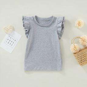img 3 attached to Infant Toddler Girl Basic Plain Ruffle T-Shirt Blouse - Perfect For Casual Wear!