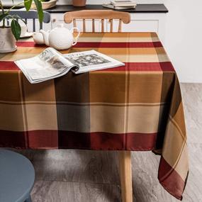 img 4 attached to Melodieux Plaid Tablecloth Rectangle Cotton Linen Textured Holiday Table Cover Spillproof Water Wrinkle Resistant Vintage Tabletop Decoration Kitchen Dining Room, 60" X 84", Red Checkered