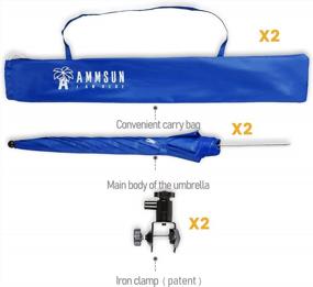 img 1 attached to AMMSUN Pack Of 2 Portable Chair Umbrellas With Clamp - 43 Inches, UPF 50+, Ideal For Wagon, Beach Chair, Stroller, Sport Chair, And Wheelchair - Blue Color