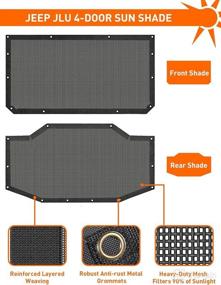 img 3 attached to 🌞 Savadicar Sunshade Top, Mesh Sun Shade Cover, UV Bikini Screen Blocker for Jeep Wrangler JL JLU 4 Door (2018-2022), Front and Rear 2 Piece, Black