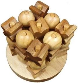img 1 attached to Add A Fun Twist To Classic Tic-Tac-Toe With 3D Wooden Game On Round Rubber Wood Base