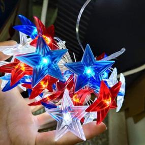 img 3 attached to JASHIKA 4Th Of July Memorial Day American Flag Stars Decoration String Lights 10Feet 30 LEDs USB Or Battery Operated With Multi-Function Remote For USA Independence Day Uncle Sam Party Accessories