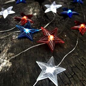 img 2 attached to JASHIKA 4Th Of July Memorial Day American Flag Stars Decoration String Lights 10Feet 30 LEDs USB Or Battery Operated With Multi-Function Remote For USA Independence Day Uncle Sam Party Accessories