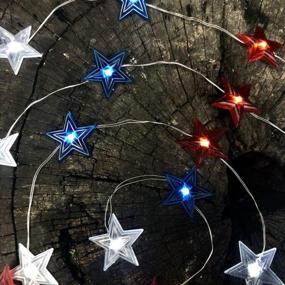img 1 attached to JASHIKA 4Th Of July Memorial Day American Flag Stars Decoration String Lights 10Feet 30 LEDs USB Or Battery Operated With Multi-Function Remote For USA Independence Day Uncle Sam Party Accessories