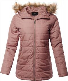 img 4 attached to Women'S Faux Fur Hooded Puffer Jacket With High Neck For Lightweight Outerwear, By A2Y