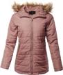 women's faux fur hooded puffer jacket with high neck for lightweight outerwear, by a2y logo