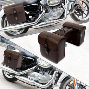 img 3 attached to 🔒 Waterproof Brown Motoforti Pair Motorcycle Saddlebag Side Tool Bags Cycling Luggage Bag with Quick Release Buckles for Easy Attachment