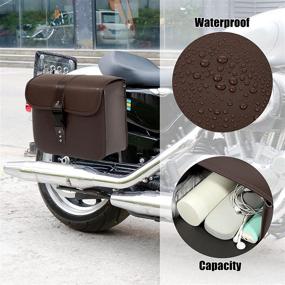 img 1 attached to 🔒 Waterproof Brown Motoforti Pair Motorcycle Saddlebag Side Tool Bags Cycling Luggage Bag with Quick Release Buckles for Easy Attachment