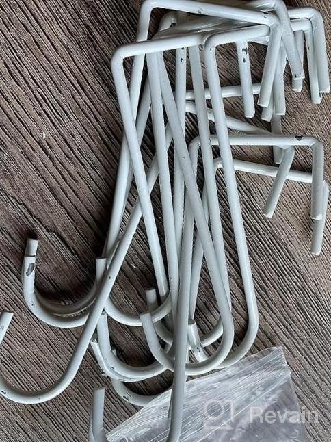 img 1 attached to JOYSEUS 12Pcs Vinyl Fence Hooks, 2 X 6 Inches Patio Hooks, White Powder Coated Steel Fence Hooks Hangers For Hanging Plants, Lights, Pool Equipment… review by Tommy Maynard