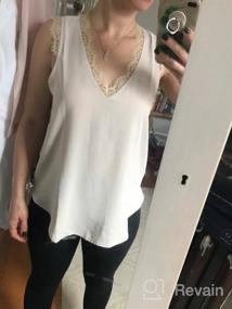 img 5 attached to Women'S Lace V-Neck Tank Top Summer Loose Sleeveless Blouse Shirt