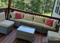 img 1 attached to Outdoor Indoor Sectional Sofa Set: 7-Piece Patio Furniture Rattan Wicker In Gray Brown With Seat Cushions, Glass Top Coffee Table And 2 Pillows By Furnimy review by Kate Windish