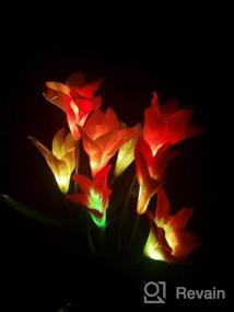 img 6 attached to KOOPER 2 Pack Outdoor Solar Garden Lights With 8 Larger Lily Flowers, 7 Color Changing Lights, Waterproof Bigger Solar Panel For Garden, Patio, Yard, And Pathway Decoration