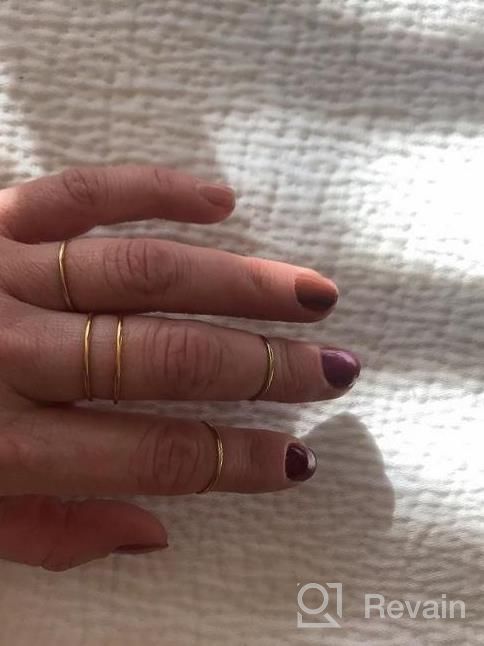img 1 attached to Stylish & Comfortable Women'S Stacking Rings: MILACOLATO Stainless Steel Knuckle Midi Rings In 7-14 PCS, 1MM Band, Sizes 3-9 review by Jacqueline Mclaurin