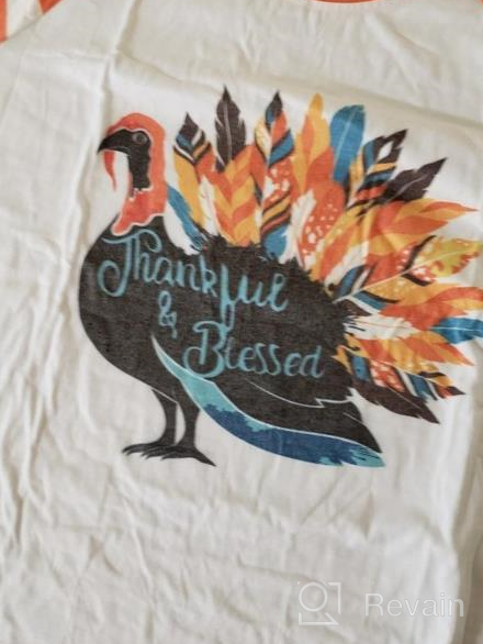 img 1 attached to Women'S Thanksgiving Turkey 3/4 Sleeve Striped Splicing Tshirt - DUTUT Thankful Blessed Shirt review by Leo Black