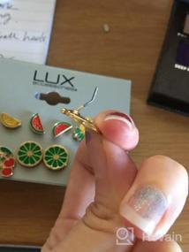 img 4 attached to Lux Accessories Women's Enamel Tropical Fruit Multiple Stud Earrings Set - Pack of 6