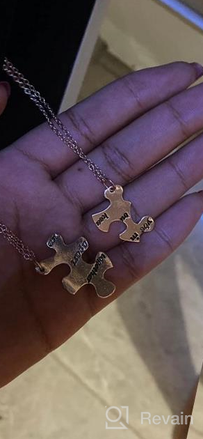 img 1 attached to Stylish Lux Accessories Burnish Gold Always Together Puzzle Best Friends BFF Necklace - A Perfect Keepsake review by Luis Shreibman
