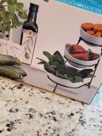 img 1 attached to 3-Tier Ceramic Serving Bowl Set With Sturdy Metal Rack For Appetizers, Desserts, And More - Oval Fruit Display Stand With Collapsible Design For Easy Storage review by Julie Cuevas