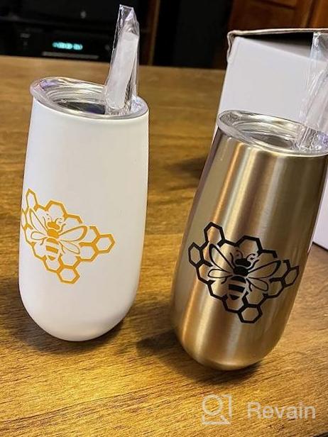 img 1 attached to 8 Pack Insulated Unbreakable Champagne Tumblers W/Lid - 6 Oz Stemless Flutes, Perfect Gift For Family & Friends On Christmas Or Birthday! review by Mary Medema