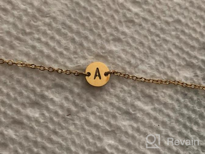 img 1 attached to Dainty VU100 Hypoallergenic Initial Letter Bracelet: Perfect Gift for Women, Girls, Mom, Daughter, Girlfriend, Wife | 316L Stainless Steel Disc Alphabet Adjustable Chain Jewelry in Silver, Gold, and Rose Gold Tones review by Dan Ball