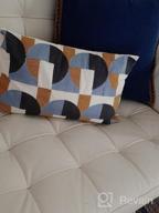img 1 attached to Navy Blue 18X18 Inch Outdoor Pillow Cover With Burlap Linen Trim And Tailored Edges - Phantoscope Farmhouse Decorative Throw Pillow. review by Jason Tinnen
