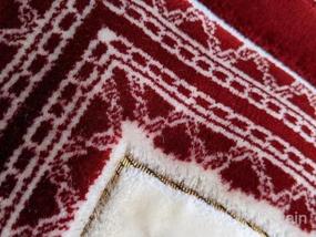 img 6 attached to Modefa Turkish Islamic Prayer Rug - Soft Velvet Janamaz Praying Carpet - Comfortable Muslim Praying Mat For Men & Women - Ramadan Or Eid Gift - With Kufi Prayer Cap - Elegant Swirl (Red)