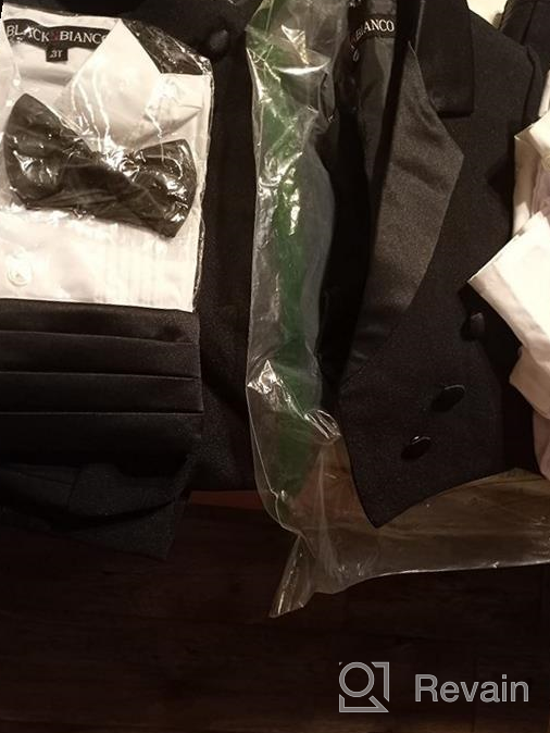 img 1 attached to Classic Boys Black Tuxedo Outfit Set with Tail for Special Occasions review by Nick Moo