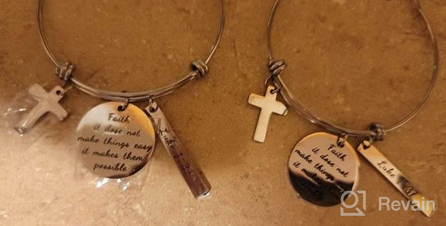 img 1 attached to Christian Jewelry Gifts for Her - Memgift Inspirational Bible Verse Expandable Bracelet for Women review by Mark Vazquez