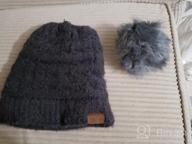 img 1 attached to Womens Fleece-Lined Winter Beanie Hat With Faux Fur Pompom, Chunky Slouchy Ski Cap For Warmth And Style By ViGrace review by Bilal Cartwright