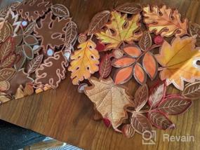 img 5 attached to Украсьте свой осенний декор набором Simhomsen из 4 вышитых листьев, подносами для стола - идеальное дополнение к празднованию Дня Благодарения и осеннего урожая!