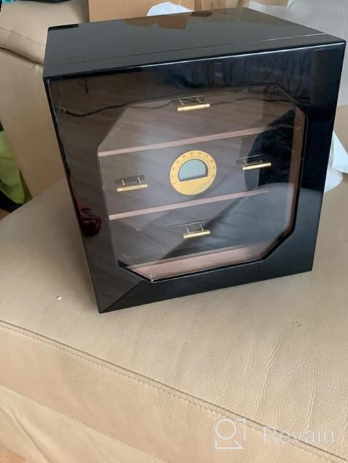 img 1 attached to Cigar Aficionados Rejoice: Woodronic'S Digital Humidor Cabinet For 100-150 Cigars, Spanish Cedar Lining, And 2 Crystal Gel Humidifiers In A Glossy Ebony Finish - Perfect Gift For Fathers! review by Sam Bell