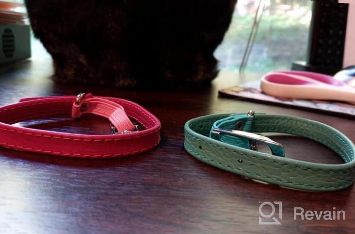 img 1 attached to Safe And Stylish Leather Cat Collar With Elastic Strap And Bell - Neck Fit 9"-11", Available In Vibrant Colors review by Cedrick Ayudara