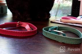 img 5 attached to Safe And Stylish Leather Cat Collar With Elastic Strap And Bell - Neck Fit 9"-11", Available In Vibrant Colors