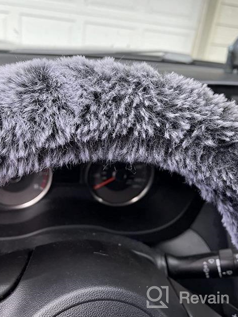 img 1 attached to Faux Fur Steering Wheel Cover, Two Tone Black/Brown With Glitter - Fits 14.5-15" Wheels - BDK Bear Fur Plush Fuzzy Car Truck Van SUV review by Ronald Wheeler