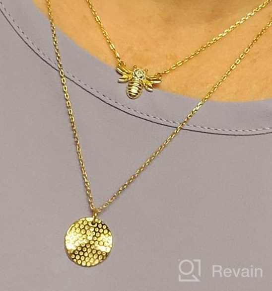 img 1 attached to Sterling Silver Bee Gold Coin Pendant Choker Necklace with Crystal CZ Diamond - Perfect Gift for Women, Teen Girls, and BFFs! review by Thong Pilla