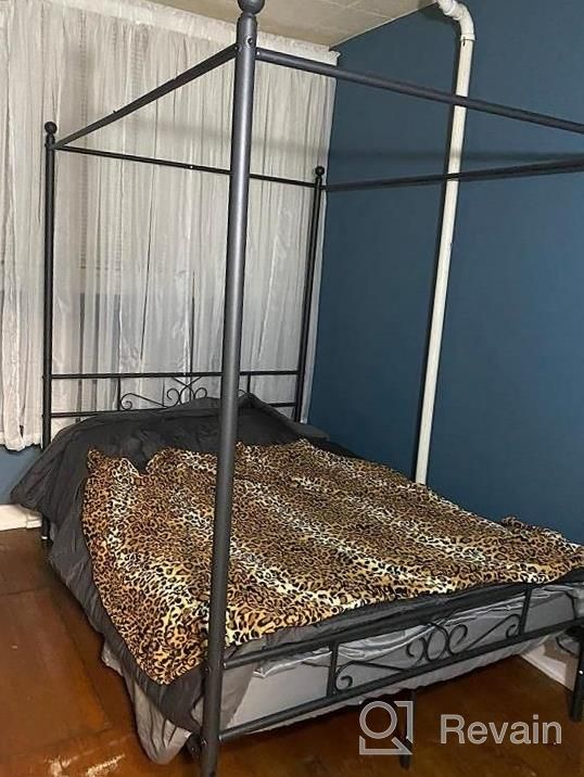 img 1 attached to Full Size White Weehom Canopy Platform Bed Frame With Ball Design Metal Mattress Support - No Box Spring Needed review by Ryan Gordon