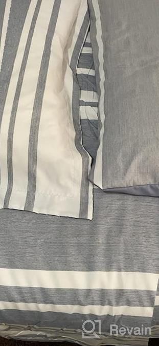 img 1 attached to Queen Size 7-Piece Blue & White Striped Bed In A Bag Comforter Set - All Season Bedding With 2 Pillow Shams, Flat Sheet, Fitted Sheet And 2 Pillowcases review by Colleen Guaydacan