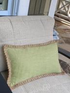 img 1 attached to Phantoscope Pack Of 2 Farmhouse Decorative Throw Pillow Covers Burlap Linen Trimmed Tailored Edges Beige 20 X 20 Inches, 50 X 50 Cm review by William Wiley