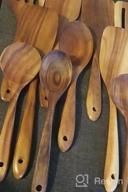 img 1 attached to 5 Pcs Acacia Wood Kitchen Utensils Set | Non Stick Cooking Spoons, Slotted Spoon, Turner & Flat Wooden Spatula | Best Wooden Utensil For Mixing & Serving Food. review by Lance Gunn