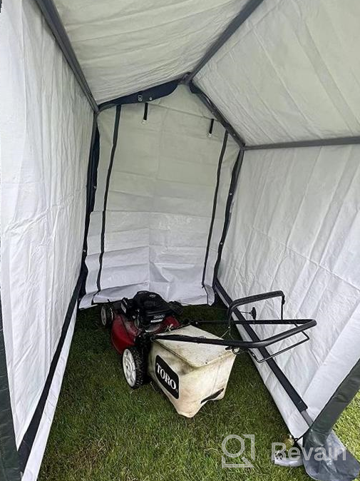 img 1 attached to 🏍️ Dark Gray ASTEROUTDOOR 6x6 ft Waterproof and UV Resistant Portable Garage Shelter with Rollup Zipper Door - Ideal for Storing Bicycles, Motorcycles, ATVs, Gardening Vehicles and Carports review by Justin Gore