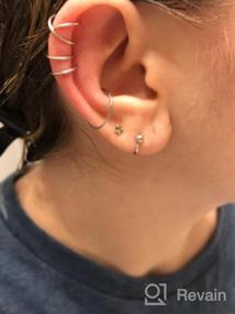 img 5 attached to Small Vintage Sterling Silver Cartilage Hoop Earrings - 3mm Ball Studs for Women & Girls 👂 with Sensitive Ears - Hypoallergenic Cuff Wrap Nose Ring Hoops - Minimalist Huggie Design - Perfect Gift
