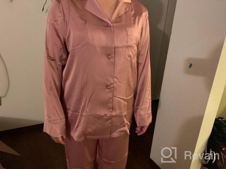 img 1 attached to Women'S Satin Pajamas Set, Long Sleeve Silk Sleepwear With Button-Down Loungewear Soft PJs In Sizes S To XL review by Dontell Hawkins