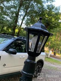 img 5 attached to LED Outdoor Post Light Fixture With Dusk To Dawn Sensor, White Modern Exterior Pier Mount Lantern For Garden Yard Patio Pathway, Waterproof Plastic Lamp And Bulb Included